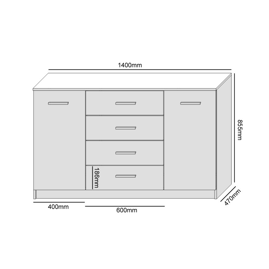 Komoda TAYLER hrast craft/črna
