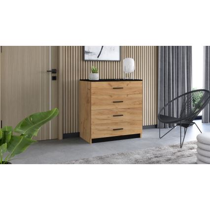 Komoda TIMON hrast craft/črna