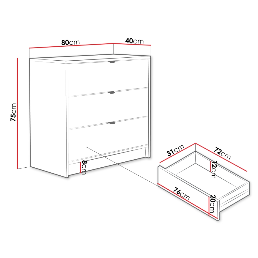 Komoda TIRENO 75x80 cm, bež