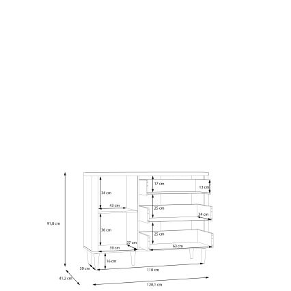 Komoda z predali VIRO rjava/bež