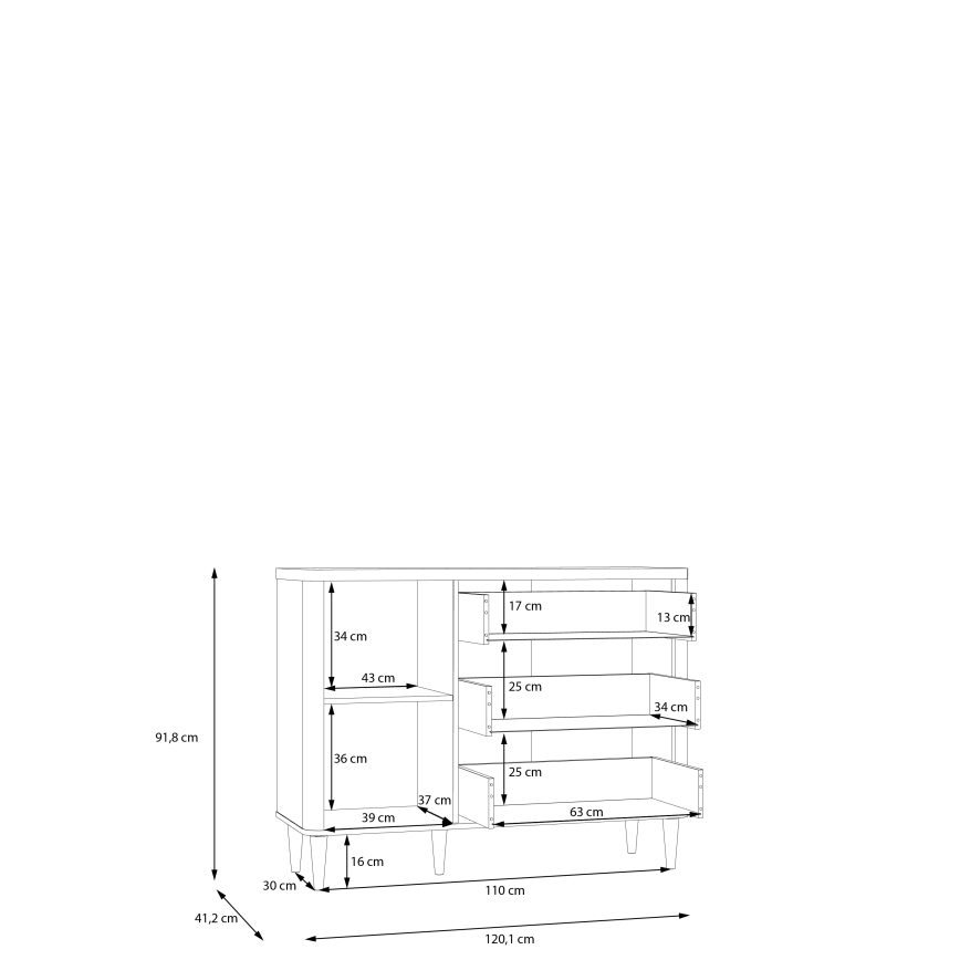 Komoda z predali VIRO rjava/bež