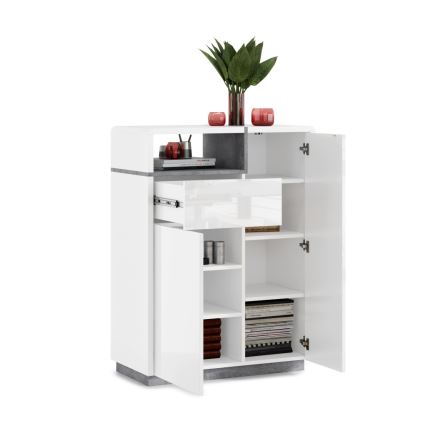 Komoda z predalom FRED, bela/siva