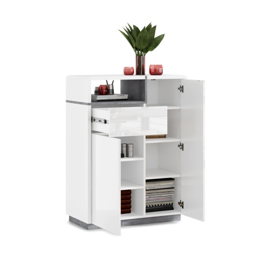 Komoda z predalom FRED, bela/siva