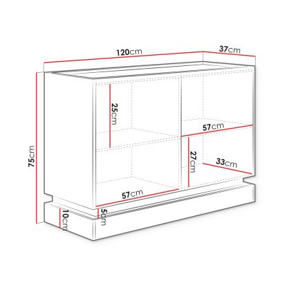 Komoda ZARPANT 75x120 cm bež/hrast cremona