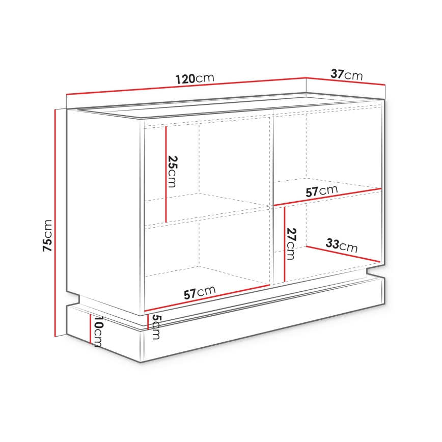 Komoda ZARPANT 75x120 cm bež/hrast cremona