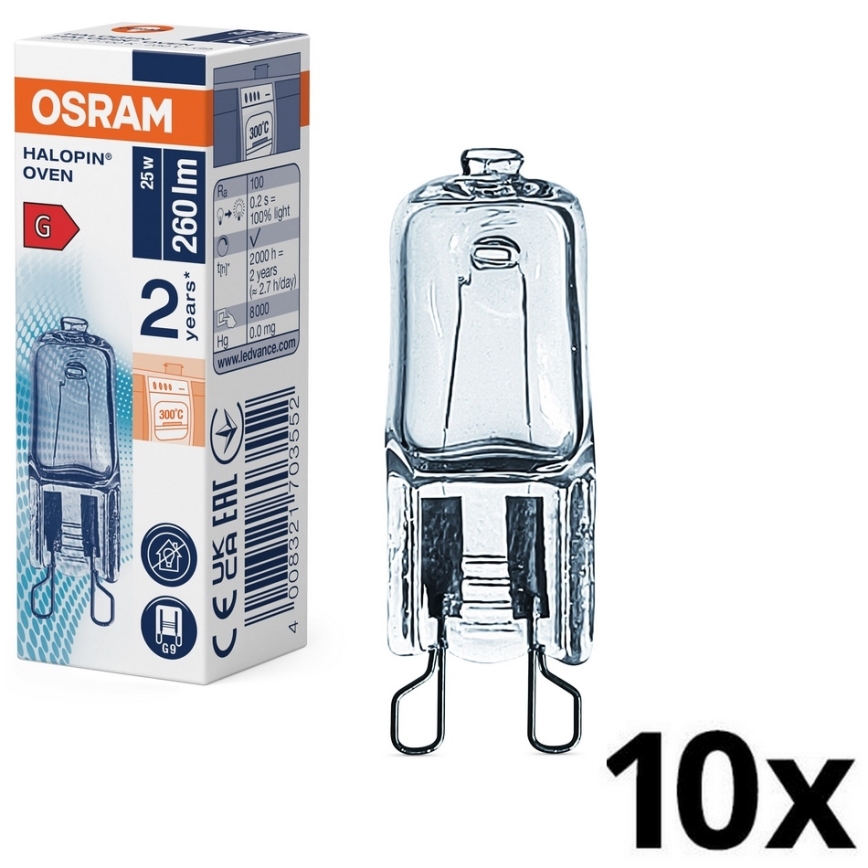 Komplet 10 x žarnic za pečico HALOPIN G9/25W/230V 2700K - Osram