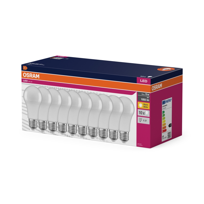 Komplet 10x LED žarnica CLASSIC A75 E27/10W/230V 2700K - Osram