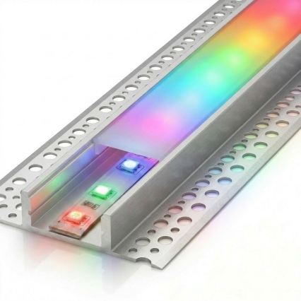 Komplet 1x LED RGBW trak z možnostjo zatemnitve DIGITAL LED/9,6W/230V 3 m + 3x vgradni profil 1 m srebrna/bela + daljinski upravljalnik