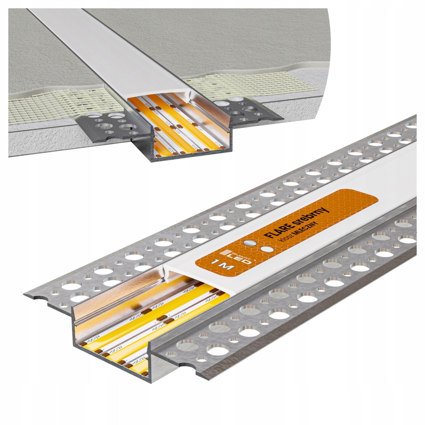 Komplet 1x LED trak MYLIVING LIGHTSTRIP LED/22W/230V 5 m + 5x vgradni profil 1 m srebrna/bela