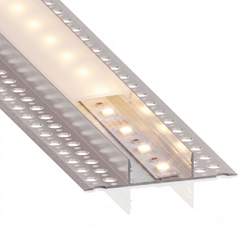 Komplet 1x LED trak s senzorjem gibanja FLEX LED/3,6W/4xAA 2 m + 2x vgradni profil 1 m srebrna/bela