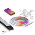 Komplet 1x zatemljiv RGBW LED trak Philips Hue WHITE AND COLOR AMBIANCE LED/20W/230V, 2 m + 2x vgradni profil 1 m, črna/bela