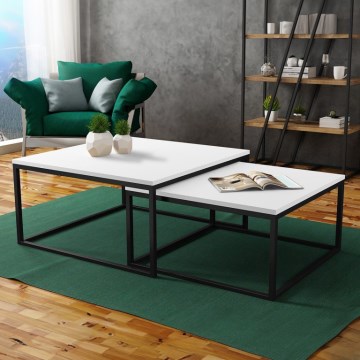 Komplet 2 konferenčnih miz DUAL 76x76/66x66 cm črna/bela