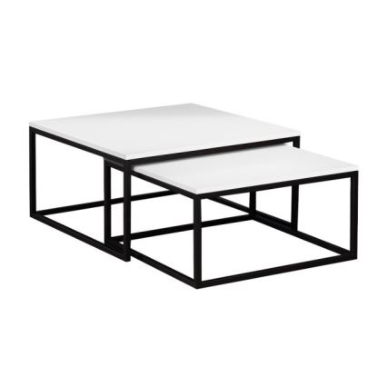 Komplet 2 konferenčnih miz DUAL 76x76/66x66 cm črna/bela