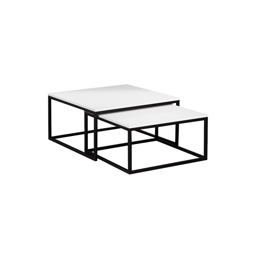 Komplet 2 konferenčnih miz DUAL 76x76/66x66 cm črna/bela