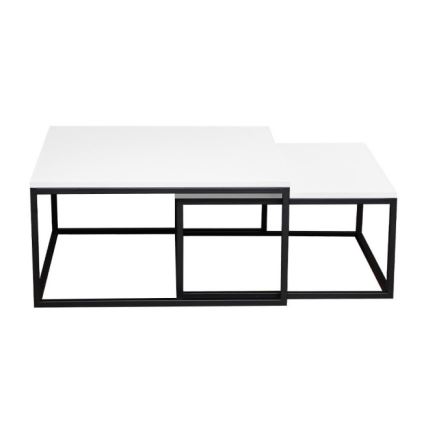 Komplet 2 konferenčnih miz DUAL 76x76/66x66 cm črna/bela