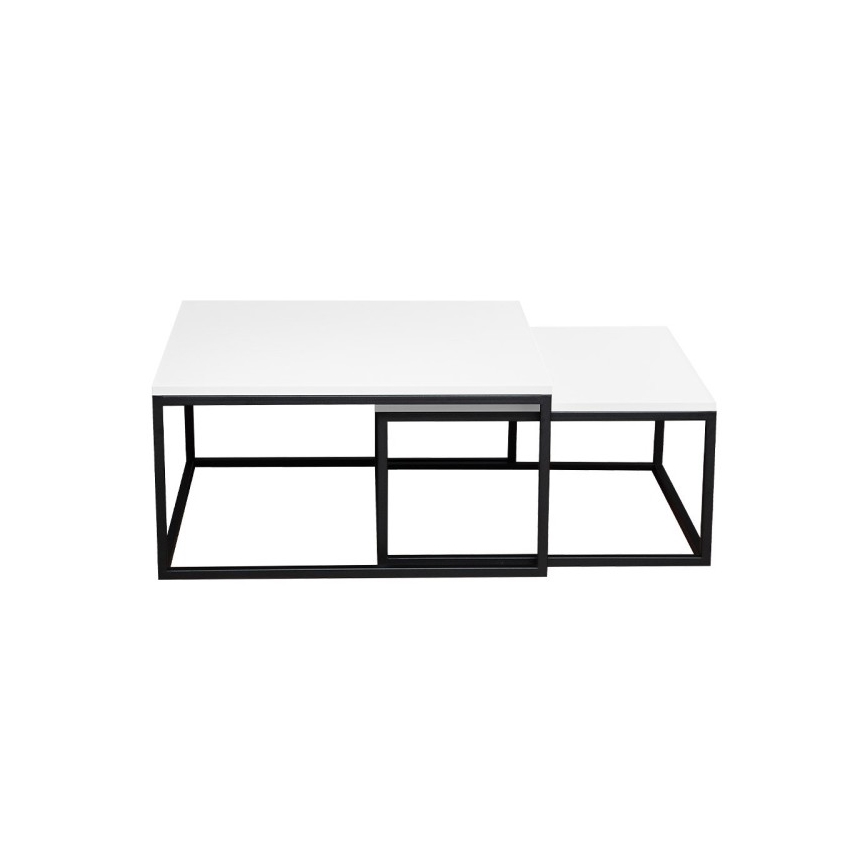 Komplet 2 konferenčnih miz DUAL 76x76/66x66 cm črna/bela