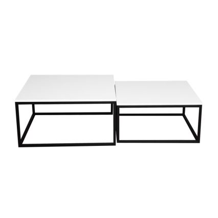 Komplet 2 konferenčnih miz DUAL 76x76/66x66 cm črna/bela