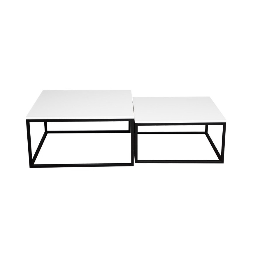 Komplet 2 konferenčnih miz DUAL 76x76/66x66 cm črna/bela