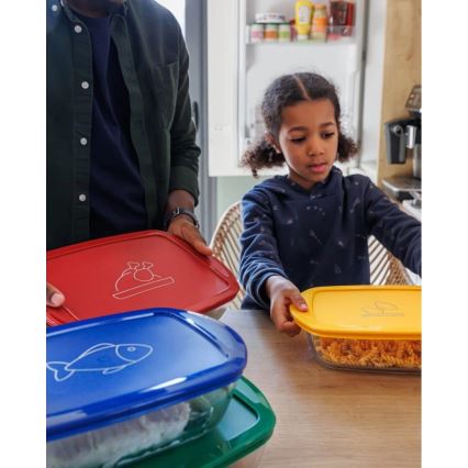 Komplet 2 steklenih posod za živila PYREX 1,2/2,5 l