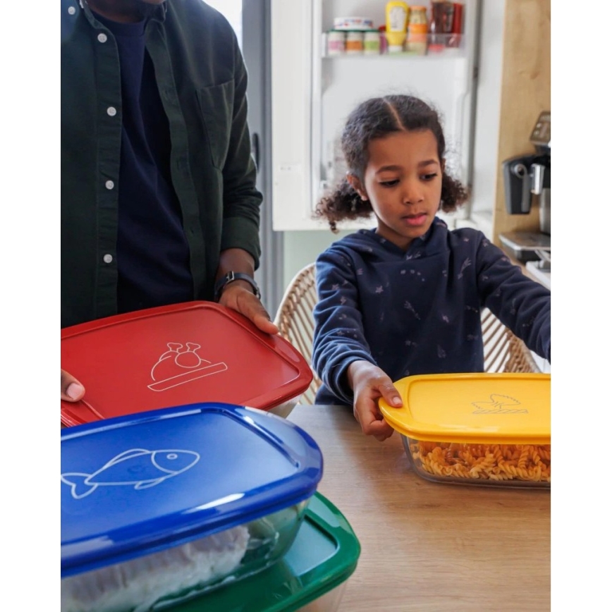 Komplet 2 steklenih posod za živila PYREX 1,2/2,5 l