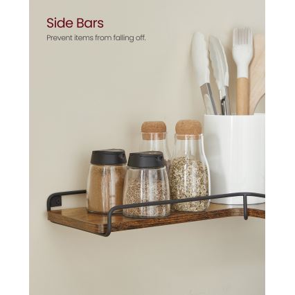 Komplet 2 stenskih polic SHELFY 40x10x29 cm rjava/črna
