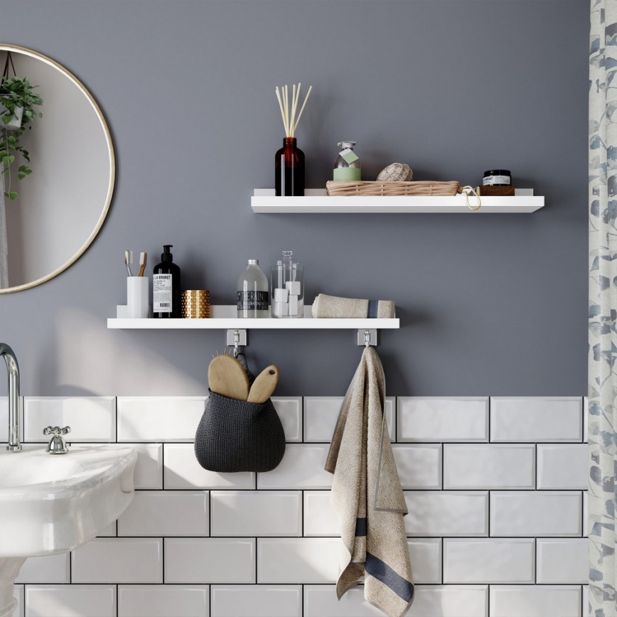 Komplet 2 stenskih polic SHELFY, bele