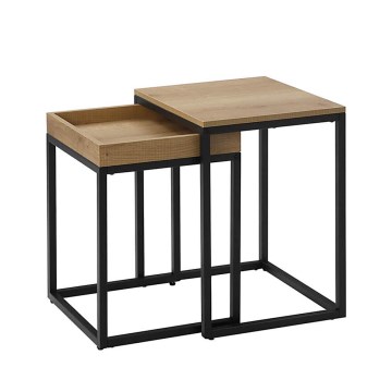 Komplet 2 stranskih mizic ELDUR, rjave/črne