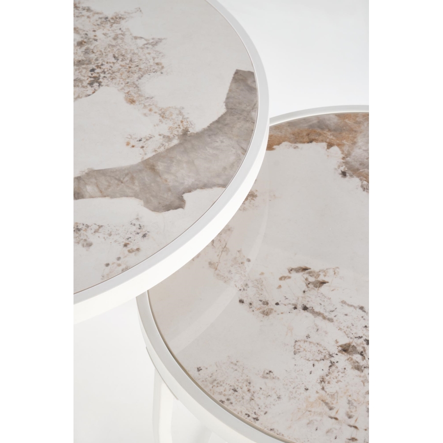 Komplet 2x konferenčna mizica AURORO bežna/bela