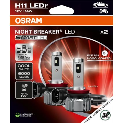 Komplet 2x LED avtomobilskih žarnic NIGHT BREAKER SMART H11 PGJ19-2/14W/12V 6000K - Osram