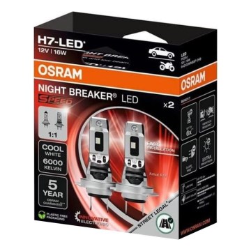 Komplet 2x LED avtomobilskih žarnic NIGHT BREAKER SPEED H7 PX26d/16W/12V 6000K - Osram