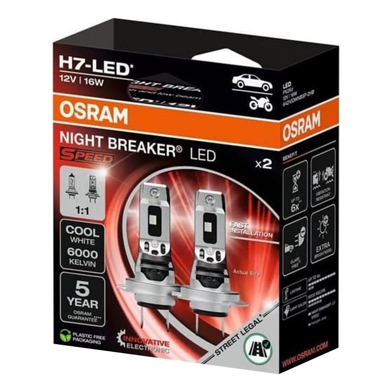 Komplet 2x LED avtomobilskih žarnic NIGHT BREAKER SPEED H7 PX26d/16W/12V 6000K - Osram