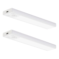 Komplet 2x LED polnilna osvetlitev za pohištvo s senzorjem gibanja in senzorjem mraka VIRO LED/1W/3,7V 800 mAh 3000/4000/6500K 20 cm bela