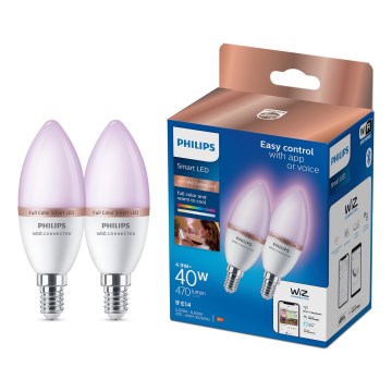 Komplet 2x LED RGB žarnic Philips SMART C37 E14/4,9W/230V 2200-6500K CRI 90 z možnostjo zatemnitve