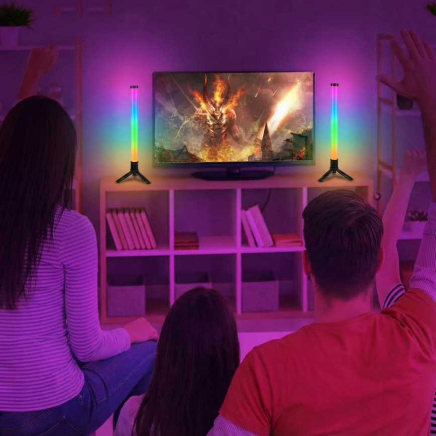 Komplet 2x LED RGBIC z zatemnitvijo namizna svetilka LED/5W/5V črna + daljinski upravljalnik