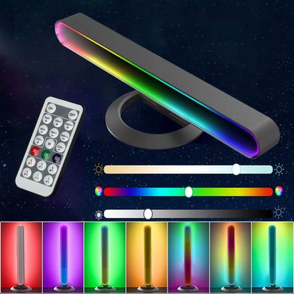 Komplet 2x LED RGBIC zatemnjevalna namizna svetilka LED/5W/5V črna + daljinski upravljalnik
