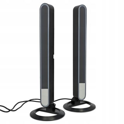 Komplet 2x LED RGBIC zatemnjevalna namizna svetilka LED/5W/5V črna + daljinski upravljalnik