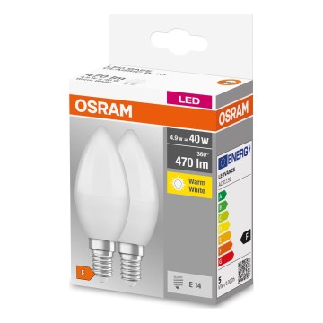 Komplet 2x LED žarnic B38 E14/4,9W/230V 2700K - Osram