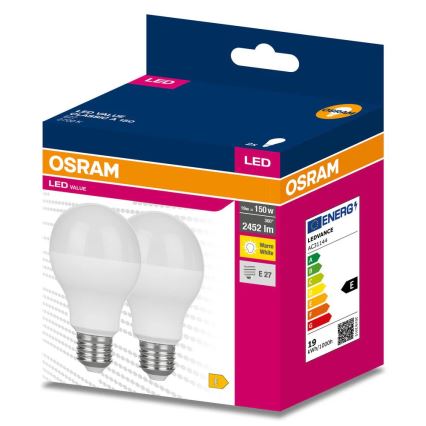 Komplet 2x LED žarnic VALUE CLASSIC E27/19W/230V 2700K - Osram