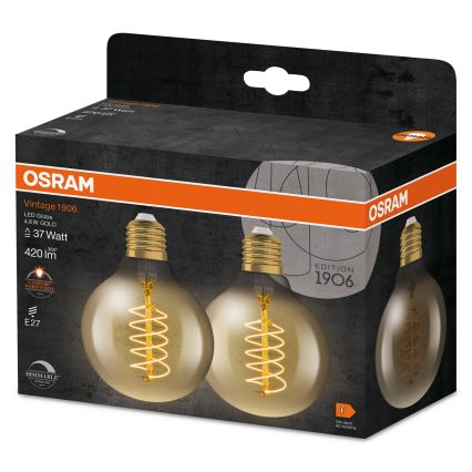 Komplet 2x LED žarnic z možnostjo zatemnitve VINTAGE FILAMENT E27/4,8W/230V 2200K - Osram