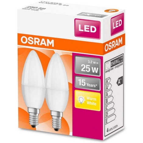 KOMPLET 2x LED Žarnica B25 E14/3,2W/230V 2700K - Osram
