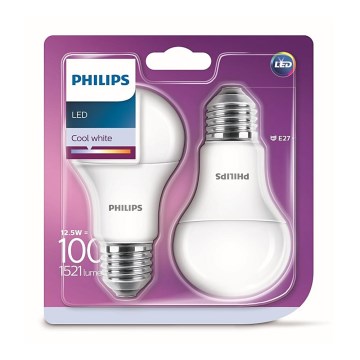 KOMPLET 2x LED Žarnica Philips A60 E27/12,5W/230V 4000K