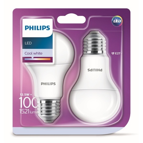 KOMPLET 2x LED Žarnica Philips A60 E27/12,5W/230V 4000K