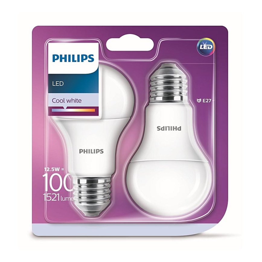 KOMPLET 2x LED Žarnica Philips A60 E27/12,5W/230V 4000K