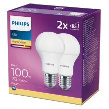 KOMPLET 2x LED Žarnica Philips A60 E27/13W/230V 2700K