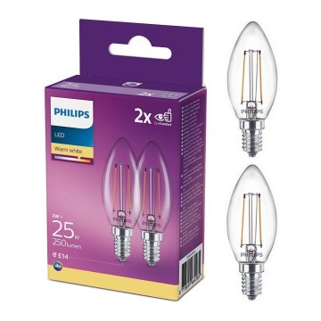 KOMPLET 2x LED Žarnica Philips B35 E14/2W/230V 2700K