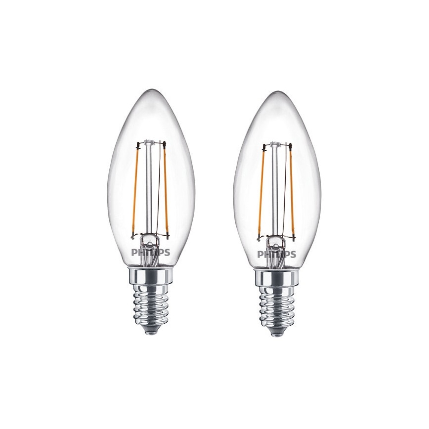 KOMPLET 2x LED Žarnica Philips B35 E14/2W/230V 2700K