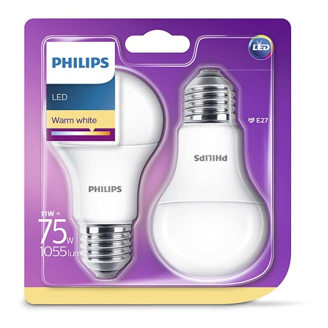 KOMPLET 2x LED žarnica Philips E27/11W/230V 2700K