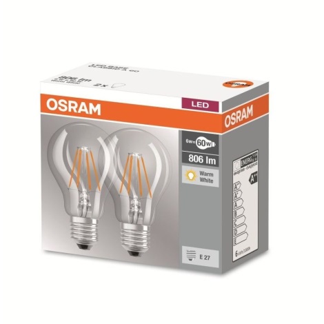 KOMPLET 2x LED Žarnica VINTAGE A60 E27/6,5W/230V 2700K  - Osram
