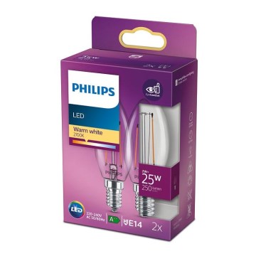 KOMPLET 2x LED Žarnica VINTAGE Philips E14/2W/230V 2700K