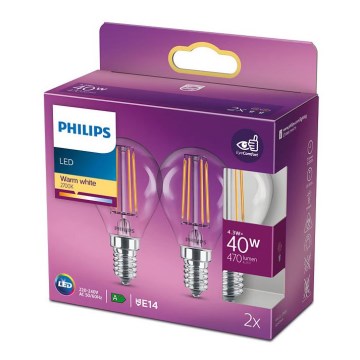 KOMPLET 2x LED Žarnica VINTAGE Philips E14/4,3W/230V 2700K